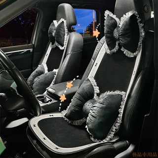 特品關注🌞茶花汽車頭枕 腰靠枕 毛絨繡花舒適 汽車內飾護頸枕靠枕 時尚內飾用品 汽車通用款 車內用品 車用頭枕 汽車腰
