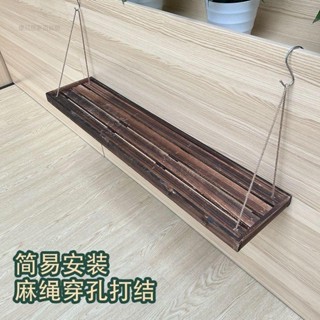 【臺灣出貨】精品推薦 #壁掛花架 #壁掛置物架 免打孔壁掛實木碳化帶圍欄花架客廳牆上陽臺欄杆庭院裝飾創意木板