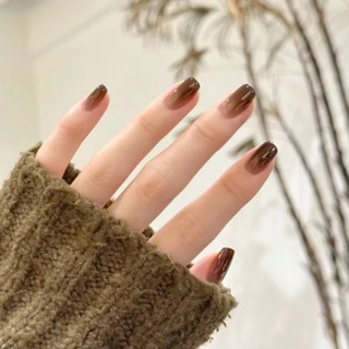 短款摩卡咖啡高階秋冬氣氛感美甲片指甲片可拆卸穿戴甲可拆卸甲片