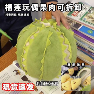臺灣熱賣抖音衕款毛絨榴蓮玩偶解壓撕拉玩具公仔毛絨玩具床上抱枕生日禮物