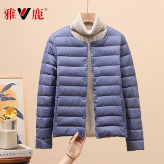 羽絨外套 輕羽絨外套 外套 冬天外套 輕量羽絨外套 輕薄羽絨外套 Yaloo/雅鹿輕薄羽絨服保暖女式圓領V領時尚氣質輕便