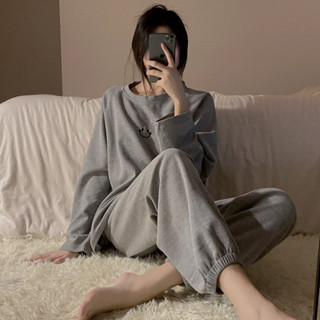 [臺灣發貨]秋冬季女生睡衣華夫格睡衣 長袖卡通牛奶絲女士家居服套裝 女士居家睡衣套裝 韓版 長袖家居服 甜妹家居服