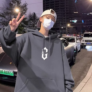 美式簡約連帽衛衣男 秋冬季新款 加絨 寬鬆 休閒 情侶裝 帽衫 ins潮牌 學生 慵懶風 上衣（YY7021）【壹號站】