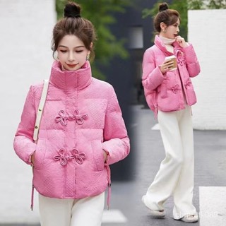 九江中式國風羽絨棉服女冬新款小個子短版輕薄夾棉衣外套 短款 加厚麵包外套 韓國 羽絨外套連帽1113 WSA5