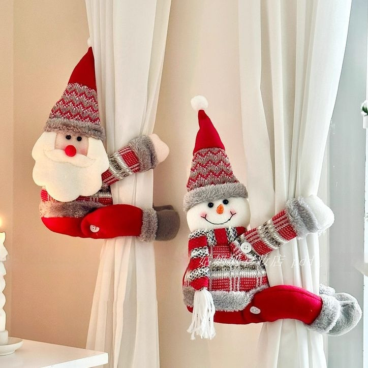 桃園有貨✨聖誕節 窗簾扣環 聖誕老人窗簾扣 節日裝飾窗簾繩 固定繩 抱扣 收納綁帶 窗簾綁帶 窗簾扣 窗簾綁繩 束帶