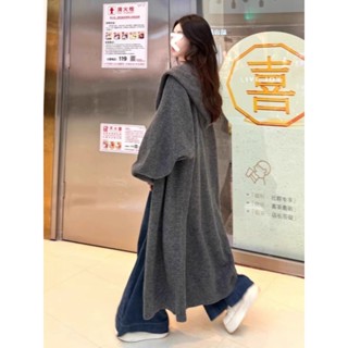 、🌸臺灣出貨🌸中長款過膝毛衣外套女春秋冬季慵懶風加厚百搭針織衫開衫大衣