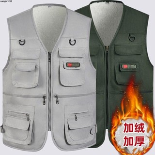 🔥 男寬鬆工裝馬甲 秋冬男士羊羔絨馬甲多口袋釣魚加絨休閑攝影戶外工裝馬夾保暖背心