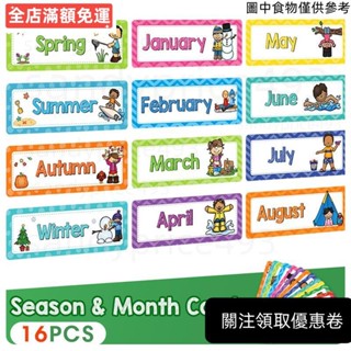 ✈️臺灣發出✈️ 季節和月份 英語單詞閃卡 幼兒英文學習認知卡片 兒童益智玩具 幼兒園國小英語早教教師教具 寶寶親子卡
