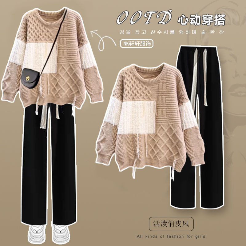 WM女裝 秋冬季女裝 女裝兩件式 韓係女裝 針織衫上衣 氣質女裝 時尚女裝大碼女裝春季套裝女2023新款法式氣質毛衣收腰