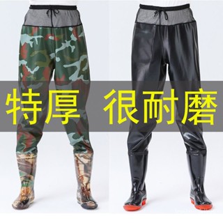 下水褲雨褲 齊腰下水褲半身連體衣服全身雨褲皮叉超輕防水漁褲耐磨加厚男男士 水鞋連體抓魚防水褲 男女捕魚半身皮叉涉水褲釣魚