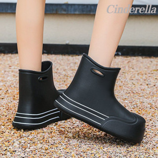 Cinderella 時尚外穿中筒雨靴厚底防水膠鞋防滑短靴水鞋 雨鞋女 雨靴 雨鞋 防水雨鞋 水鞋 防滑雨鞋 時尚雨鞋