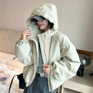 小可家雙拉鏈連帽棉衣棉服女歐洲站2024秋裝新款歐貨女裝時尚加厚外套潮【10天內髮貨】 秋冬外套 秋冬穿搭 保暖穿搭