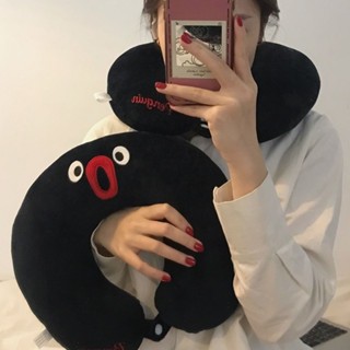 有點東西✈ins可愛刺繡企鵝u型枕超軟記憶棉辦公室午睡枕助眠旅行便攜護頸枕 護頸枕 旅行飛機枕 午睡枕