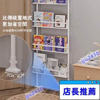 【大旺國際】頂天立地置物架 兒童書架 門後收納 窄超薄置物架 書架 墻上置物架 縫隙收納 鐵藝碳鋼 伸縮書架 收納書架