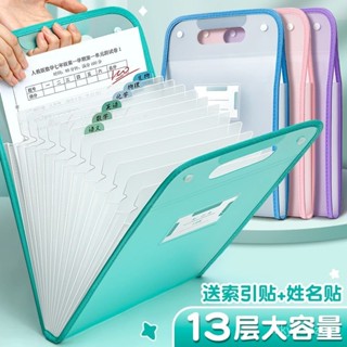 臺灣熱銷a4手提檔案夾試捲袋學生多層大容量風琴包ins高顔值捲子收納袋
