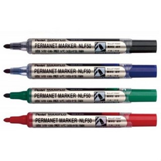 PENTEL 飛龍 圓頭 後壓 油性筆 奇異筆 1.9mm 共4色 直液式 NLF50 【金玉堂文具】