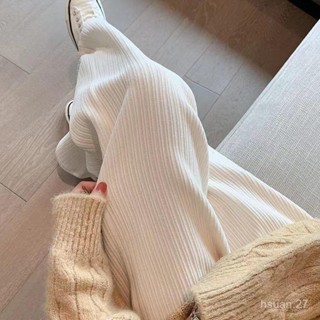 臺灣出貨🚗 口袋款雪尼爾加絨加厚闊腿褲女高腰垂墜感冬季寬鬆顯瘦直筒休閒褲 4H4E