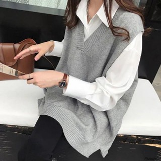 大尺碼毛衣女 針織毛衣 胖mm無袖針織衫外套女春裝中長款寬鬆V領上衣胖妹妹大碼背心馬甲 毛衣針織衫女