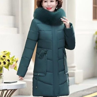 中年棉衣女中長版輕薄新款韓版寬鬆羽絨棉服大碼修身媽媽棉襖外套 羽絨外套女 保暖外套1211 OKKO
