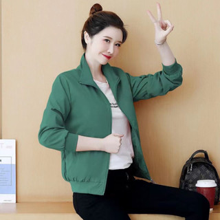 果果🎀雙層帶裡布/短外套女純色春秋新款韓版立領休閒寬鬆夾剋風衣ins潮