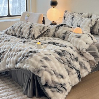 臺灣出貨 兔毛絨床包組 兔毛床包 法蘭絨床包組 床包組雙人 冬天床包組 絨毛床包 法蘭絨床包 加厚保暖 牛奶絨床包組