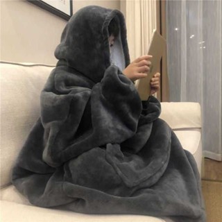 🚚新品特價🚚【精選】睡衣 睡袍 居傢服 保暖睡衣法蘭絨睡衣懶人毯蓋毯情侶連帽家居服學生珊瑚絨加絨加厚冬季睡袍