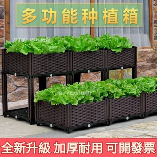🔥免運 附發票🔥花架 園藝用品 蔬菜種植箱種菜神器傢庭陽臺種菜盆樓頂特大號花箱長方形塑膠花盆 陽臺種菜盆 塑膠花盆