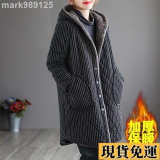 🌺臺灣限時低價🌺 韓國保暖外套冬季復古民族風寬鬆大尺碼長款大衣棉質刷毛加厚保暖過膝外套女