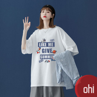 【ohi】寬鬆款短袖T恤 女韓版 ins潮學生上衣 火箭太空字母印花短袖T恤 打底上衣 女生衣服 GTM1729