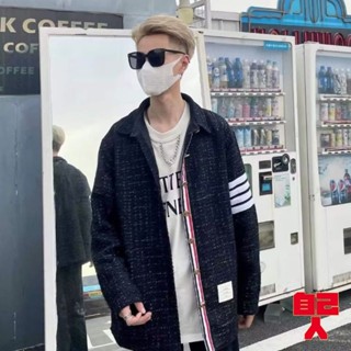 【自己人】韓版潮流修身開衫外套 經典四槓印花 長袖外套 男生外套 男女情侶百搭 男裝 BJXJ059