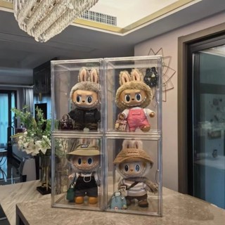 亞克力展示架labubu展示盒拉布布搪膠毛絨公仔掛件馬卡龍夏日收納動漫周邊收納盒高品質透明亞克力泡泡瑪特盒子【限時下殺】