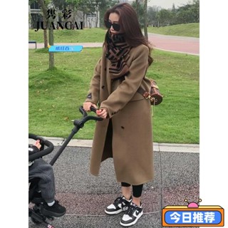 威旺優品8FW毛呢外套 韓國外套 女生外套 大衣女 呢外套 雋彩咖色西裝呢子大衣女韓版赫本風加厚正肩毛呢 女裝 保暖外套