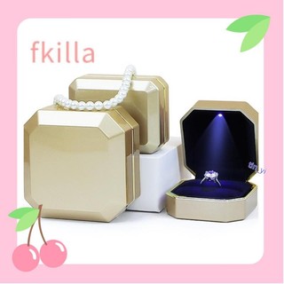 特價✨情侶戒指盒,奢華珠寶Led燈結婚戒指盒,八角形珠寶組織者禮品包裝珠寶儲物盒訂婚婚禮tin_yi