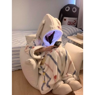 🌈臺灣出貨 熱賣🌈少女可愛 連帽珊瑚絨睡衣 女加絨加厚 冬季新款保暖 法蘭絨睡袍 家居服