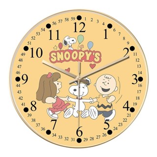 靜音時鐘🎀 掛墻靜音兒童房創意客廳卡通掛鐘史努比鐘表早教家用臥室簡約時鐘 靜音掛鐘 時鐘