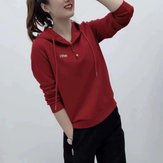 高檔女裝新款連帽衛衣秋季顯瘦遮肚子休閒套頭女士長袖打底T恤衫 套頭休閒寬鬆大尺碼衛衣 大尺碼上衣 秋天衣服 大尺碼女裝