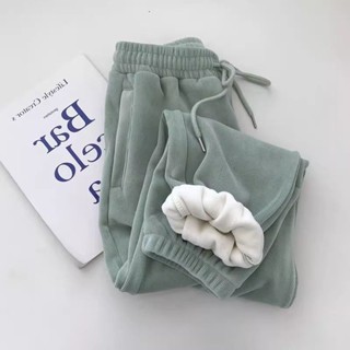 【免運】胖MM大尺碼棉褲女秋冬刷毛百搭寬鬆軟糯糯束腳休閒加厚運動哈倫長褲