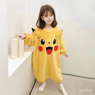 ✨臺灣免運費✨ 兒童睡袍女秋冬法蘭絨女童珊瑚絨連體睡衣冬加厚保暖寶寶公主睡袍