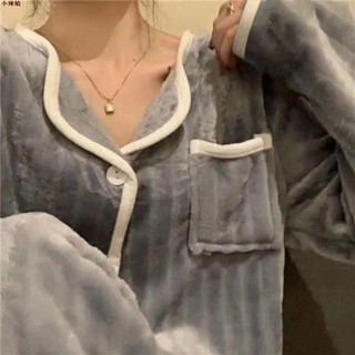 珊瑚絨睡衣女秋冬季新款ins加絨加厚法蘭絨可外穿家居服套裝冬天 睡衣女 長袖睡衣 家居服 冬天睡衣 睡衣套裝 女生睡衣