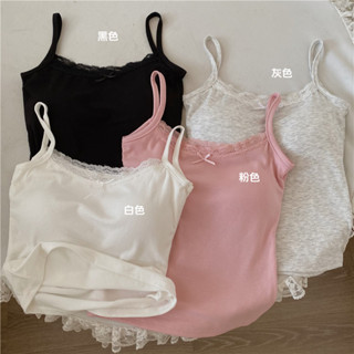 Annie💖 純欲內搭白色蕾絲小可愛夏季打底白色背心設計感bm上衣 短版背心