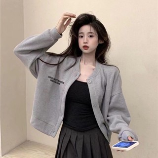 see 棒球服外套 oversize外套 春秋外套 運動休閑長袖外套女春秋小個子2025新款高階感棒球服休閑短款上衣