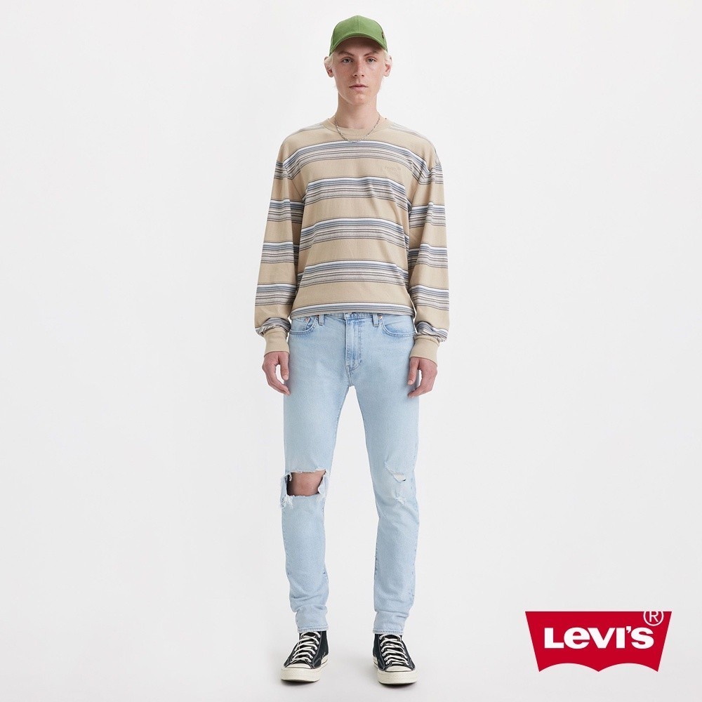 Levis 上寬下窄 512低腰修身窄管牛仔褲/破壞加工淺藍刷色水洗/彈性布料 男款 28833-1265 熱賣單品