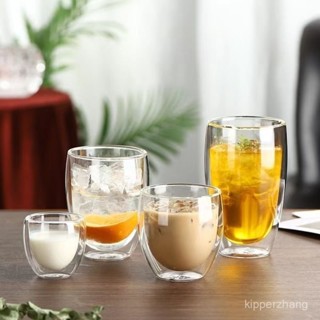 咖啡時光 咖啡杯 咖啡 馬剋杯 咖啡用品 杯子 耐熱咖啡杯雙層透明果汁茶杯牛奶家用玻璃杯隔熱杯子燙耐高溫 RAKU