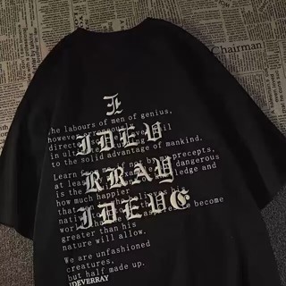 美式復古字母印花短袖T恤 夏季 ins潮流 情侶 大尺碼 五分袖 短T 寬鬆 青少年 打底上衣（XB1272）【壹號站】