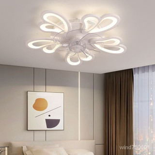 隱形風扇燈 LED吸頂燈 臥室電扇燈 智慧電風扇 靜音變頻 餐廳吸頂燈帶風扇 現代簡約北歐藝術風扇燈客廳搖頭吸頂風扇燈