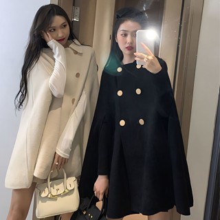 【免運出貨】斗篷外套女秋冬英倫風毛呢大衣女新款百搭披肩上衣女韓版寬鬆
