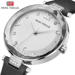 【限時大促】MINI FOCUS品牌日本機芯時尚潮流個性菱形切割錶盤石英錶真皮錶帶防水氣質商務腕錶休閒女士手錶0038L