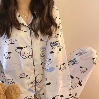 see 女生睡衣 居家服 家居服 睡衣套裝 ins風新款可愛帕恰狗睡衣女春秋季卡通長袖學生可外穿家居服套裝