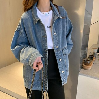 語馨潮流女裝🌟寬鬆韓版BF長袖牛仔外套女2025年春秋季新款黑色百搭夾剋上衣ins
