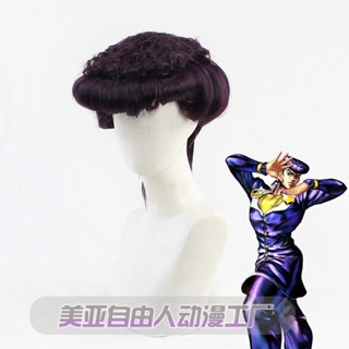 免運可加急🌸 東方仗助cos假髮 JOJO的奇妙冒險 深紫色造型 cosplay 角色扮演